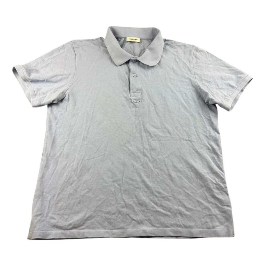 Sandro Paris Polo Shirt Men M Blue Piqué‎ 00% Cotton Short Sleeve Button Button